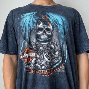 Vintage Harley Davidson Smoky Mountains Graphics Tee Shirt